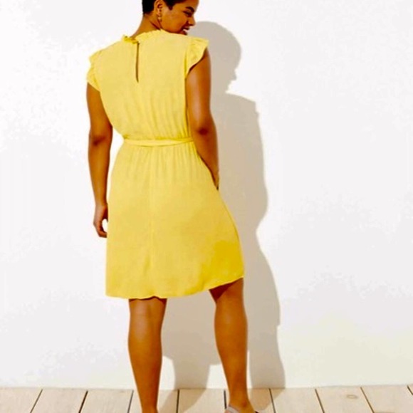 Loft Plus Size NWT Yellow Floral Ruffle Dress Women Various - Picture 12 of 14